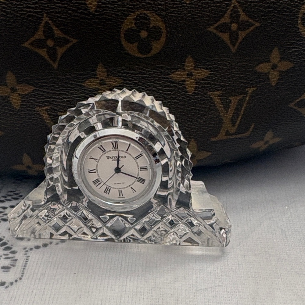 Waterford Crystal Clock with Black and Silver Details